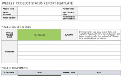 Project Status Report Template | Excel Templates