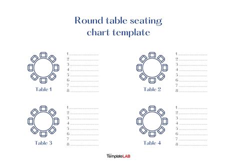 Round Table Seating Chart Template Excel