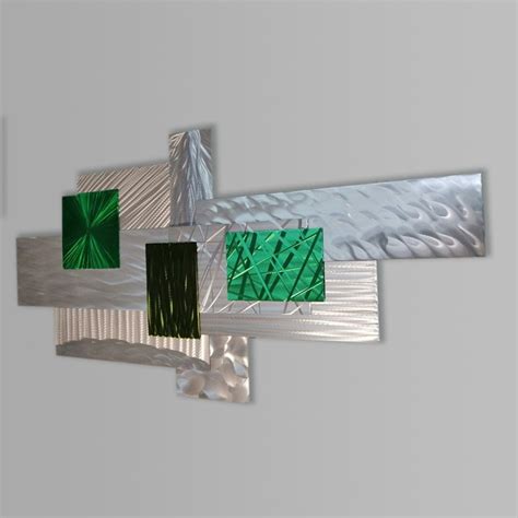 Green-silver Wall Sculpture 3D Metal Wall Art Modern Wall - Etsy