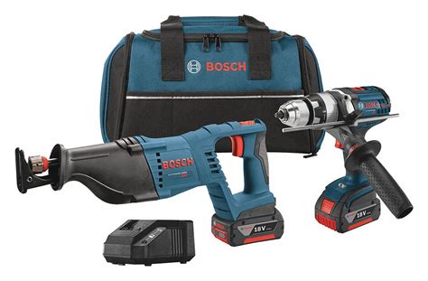 BOSCH Cordless Combination Kit: 18V DC Volt, 2 Tools, 1/2 in Hammer Drill (Premium, 27,500 BPM ...