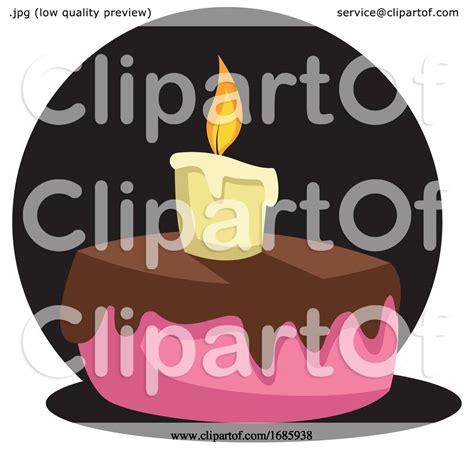 Drawing of Cake with Candle in Front of Black Circle Illustration by Morphart Creations #1685938