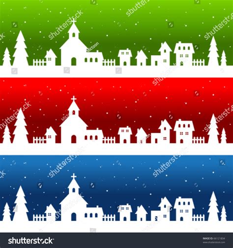 Christmas Village - White Silhouette Stock Vector Illustration 66121834 : Shutterstock