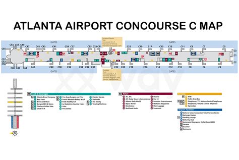 Atlanta Airport Terminal Map - Atlanta Airport Food, Shops Guide