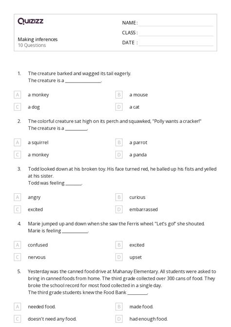 50+ Making Inferences worksheets for 4th Grade on Quizizz | Free & Printable