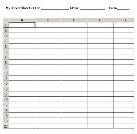 Blank Excel Sheet Printable