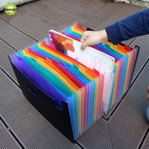 New 24 Pockets Expanding File Folder Portable Accordion File Folder A4 Expandable Business File ...