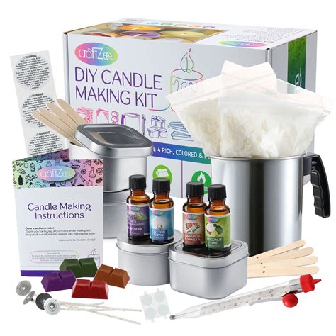 DIY Candle Making Kit with Soy Wax, Dyes, Tins, Wicks, Instruction Manual & More | Diy candle ...