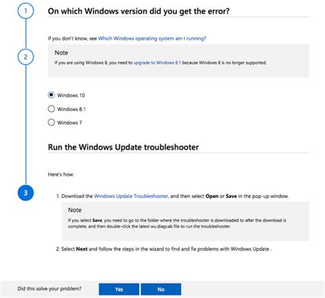 Instructions for using Windows Update Troubleshooter