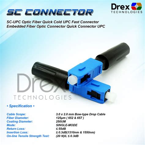 SC/UPC Single Mode Connector Optic Fiber Quick Cold UPC Fast Connector Embedded Fiber Optic ...