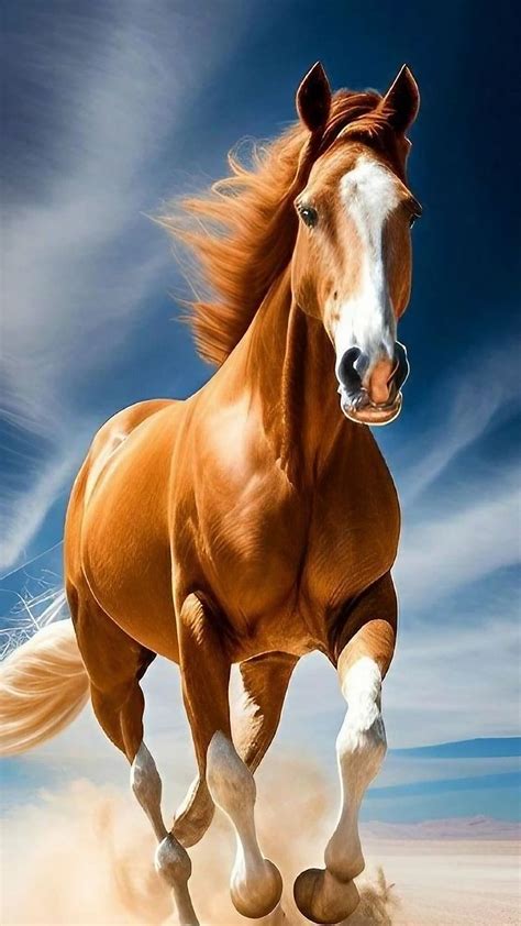 Brown Running Horse Mobile, Sky Background, running horse mobile, brown horse, HD phone ...