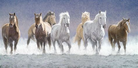 PRINTELLIGENT Seven Running Horses vastu Painting 7 Horses Painting Seven Horses vastu (24 inch ...