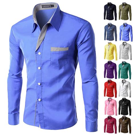 Brand New Mens Formal Business Shirts Casual Slim Long Sleeve Dresse Shirts Camisa Masculina ...