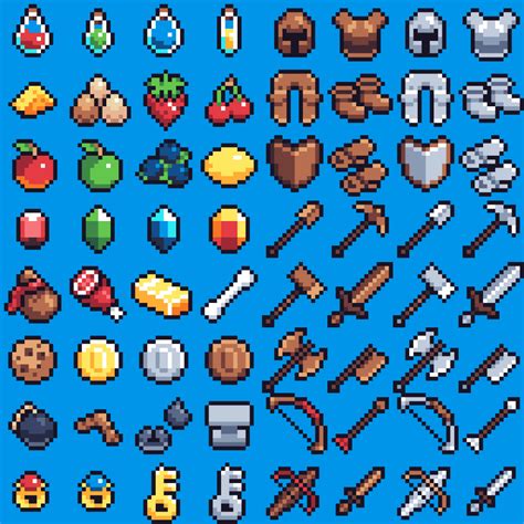 16x16 Pixel art RPG Items by ... | Pixel art characters, Pixel art tutorial, Pixel art games