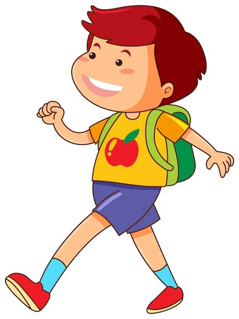 Free Vector | Boy with green backpack walking