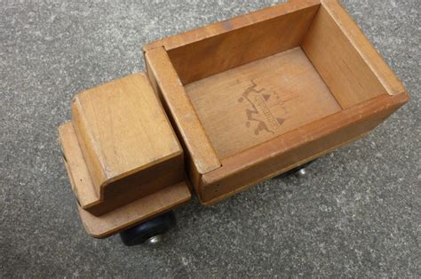 Vintage Toy Truck Wood Mid Century Toy Dump Truck by ZoomVintage