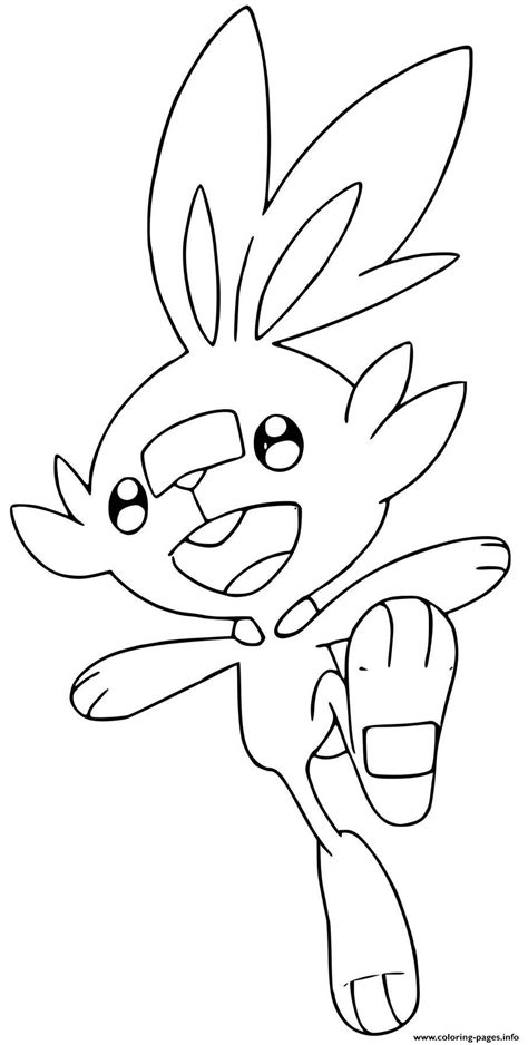 Pokemon Sword Shield Scorbunny Coloring page Printable