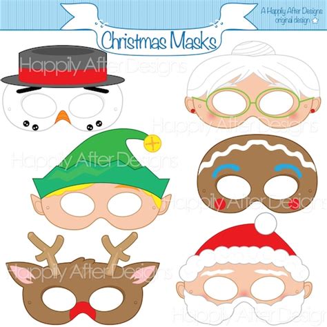 Christmas Printable Masks Santa Mask Snowman Mask Rudolph - Etsy