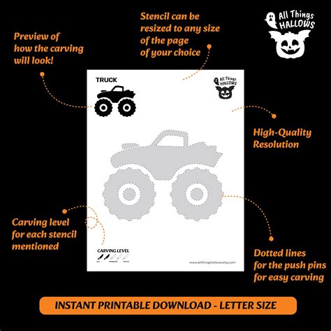 Monster TRUCK and TRACTOR Pumpkin Carving Stencil Templates Pattern Instant Download Pdf DIY ...