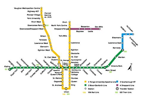 Large subway map of Toronto city. Toronto large subway map | Vidiani.com | Maps of all countries ...