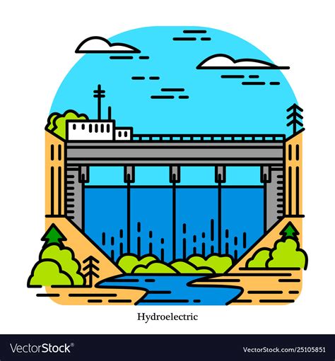 Hydroelectricity power plant electricity produced Vector Image