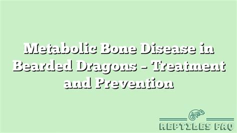 Metabolic Bone Disease in Bearded Dragons - Treatment and Prevention - Reptiles FAQ