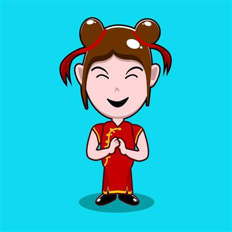 the chinese girl cartoon character single vector 5125882 Vector Art at Vecteezy