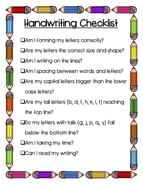 First Grade Writing Skills Checklist