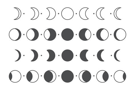 Vector lunar phase of the moon Simple circle shape design Isolated on white background. 2247220 ...