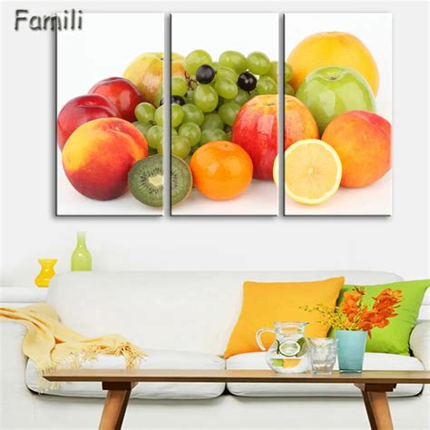 3 Pcs Canvas paintings for kitchen fruit wall decor modern flowers canvas art wall decorative ...