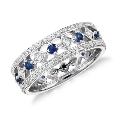 Gala Sapphire and Diamond Eternity Ring in 18k White Gold | Blue Nile