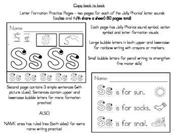 Jolly Phonics Letter Formation Practice pages are perfect for beginning writers. There are TWO ...