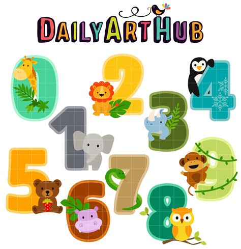 Animal Numbers Clip Art Set – Daily Art Hub // Graphics, Alphabets & SVG