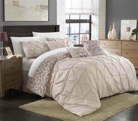 Chic Home Elegant 7-Piece Trefort Oversized Overfilled Pleated Pin tuck Reversible Comforter Set ...