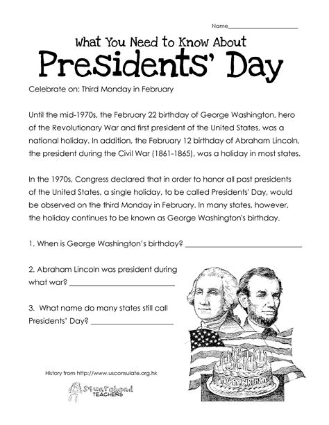 Presidents’ Day (free worksheet) UPDATED | Squarehead Teachers