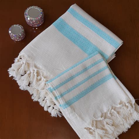 Turkish Bath Towels Turquoise Striped Peshtemal by zeytinhomedecor