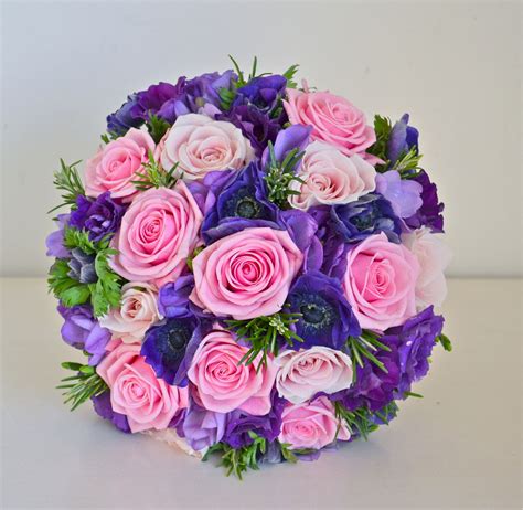 Hot Pink Anemone Bouquet Purple and pink wedding