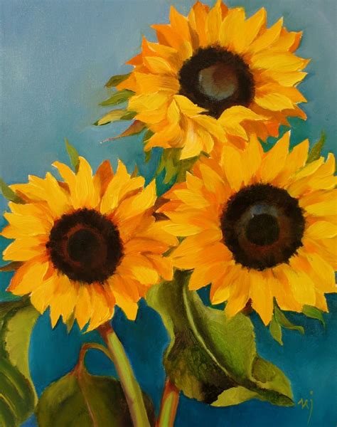 Sunflower Painting On Black Canvas - SUNFLOWER