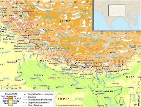 Himalayan Mountains Location On World Map - Topographic Map World