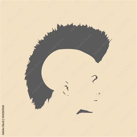 Face side view. Elegant silhouette of a female head. Vector Illustration. Mohawk hair style ...