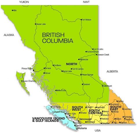 British columbia regions map - Map of british columbia regions (British Columbia - Canada)