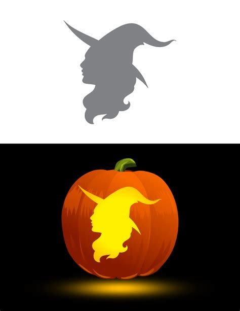 Printable Beautiful Witch Face Pumpkin Stencil