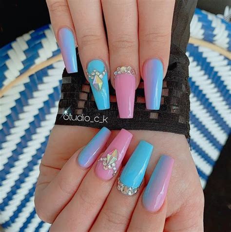 39 Pink and Blue Nails For A Cute Manicure