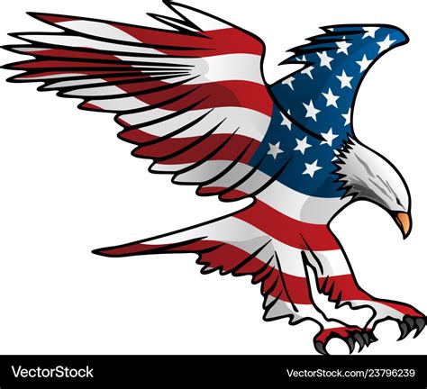 Patriotic flying american flag eagle Royalty Free Vector