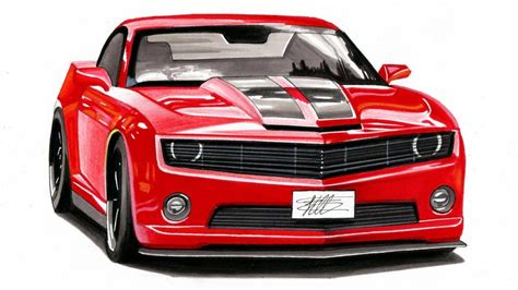 Realistic Car Drawing - Chevrolet Camaro - Time Lapse - YouTube