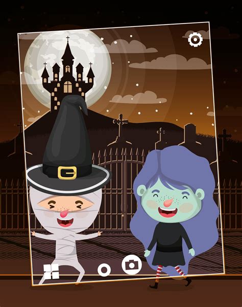 halloween season scene with kids on graveyard 2105070 Vector Art at Vecteezy