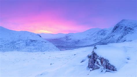 Pink sunrise snowy mountains-Winter Landscape HD Wallpaper Preview ...