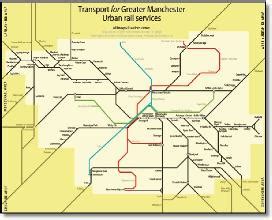 Greater Manchester local train & metrolink network maps