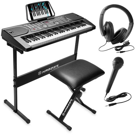 Hamzer 61-Key Portable Electronic Keyboard Piano with Stand, Stool, Headphones & Microphone – Hamzer