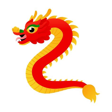 Red chinese dragon in cartoon childish style for lunar new year decorative element for design ...