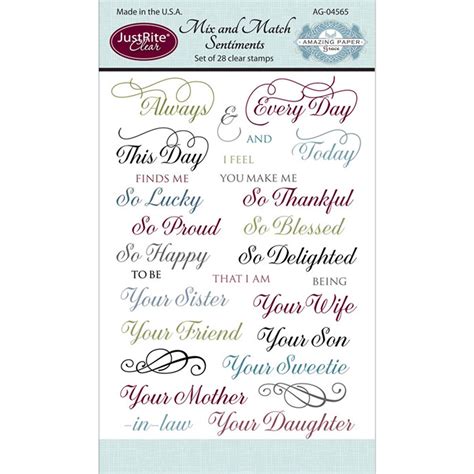 Mix and Match Sentiments Clear Stamp Set - 28 Pieces